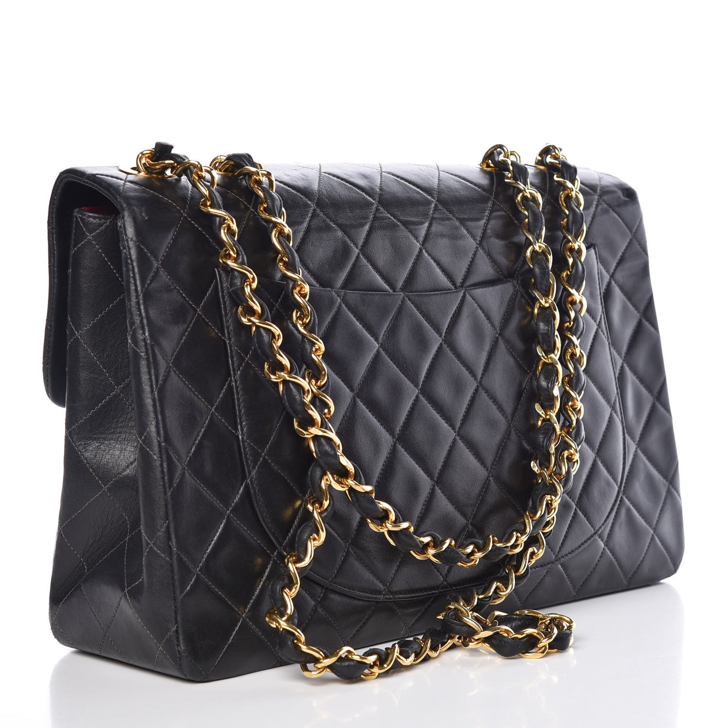 Lambskin Quilted XL Jumbo Single Flap Black