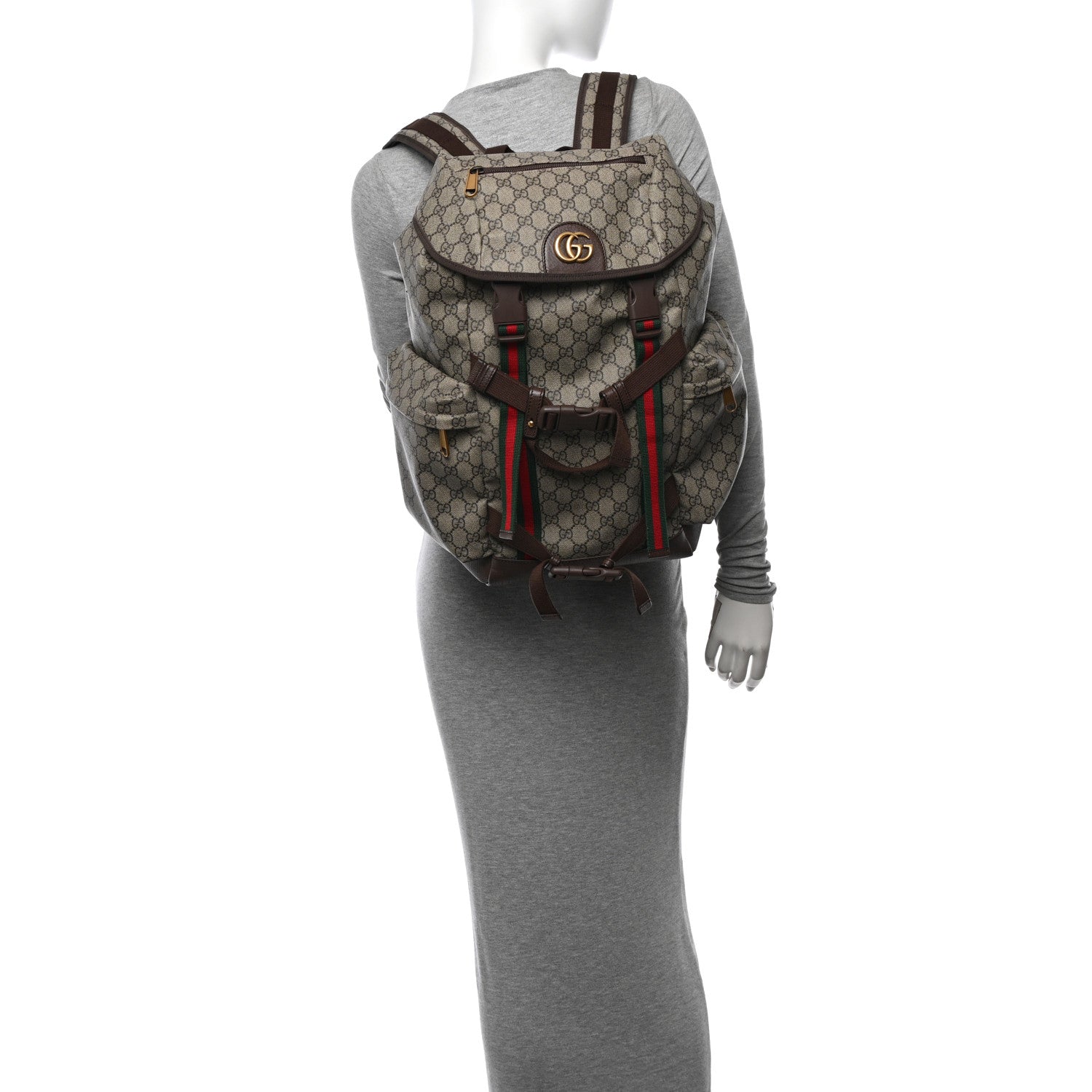 Gucci GG Supreme Monogram Web Skateboard Backpack Brown 3 of 10