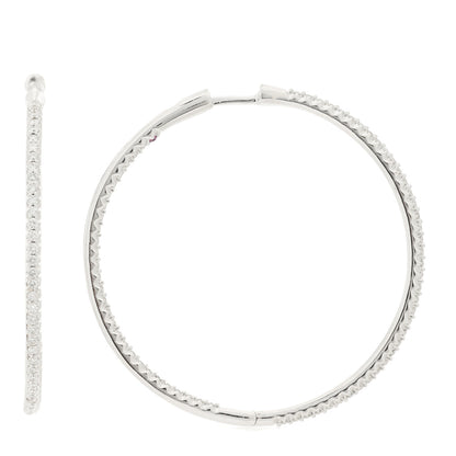 Roberto Coin 18K White Gold Diamond 1.34ctw Inside Outside Hoop Earrings 1 of 4