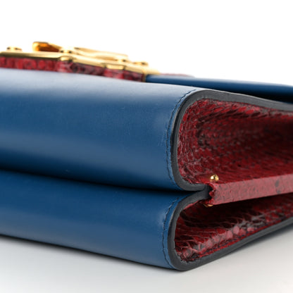 Dolce & Gabbana Calfskin Snakeskin Lucia Shoulder Bag Blue Red 9 of 15