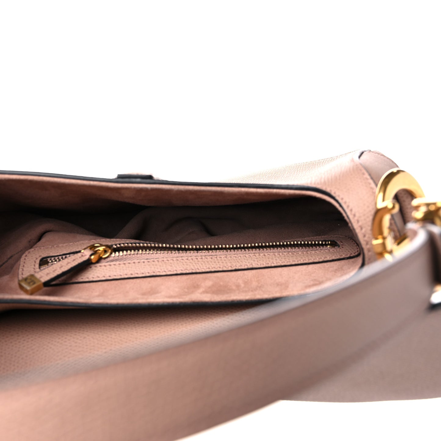 Grained Calfskin Saddle Bag Pink