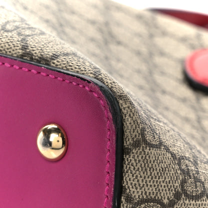 Gucci GG Supreme Monogram Linea A Foldover Tote Beige Hibiscus Red New Rosette 13 of 13