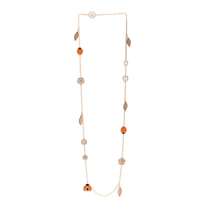 Van Cleef & Arpels 18K Rose Gold Mother of Pearl Carnelian Onyx 15 Motifs Lucky Spring Long Necklace 3 of 6