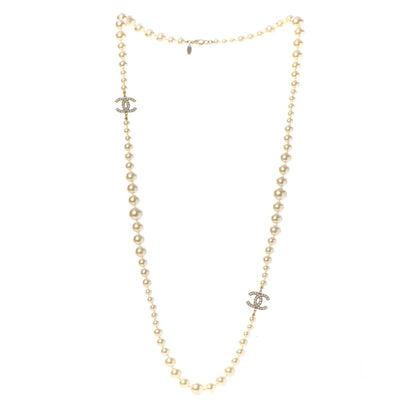 Chanel Graduated Pearl Long CC Necklace Gold 3 of 5