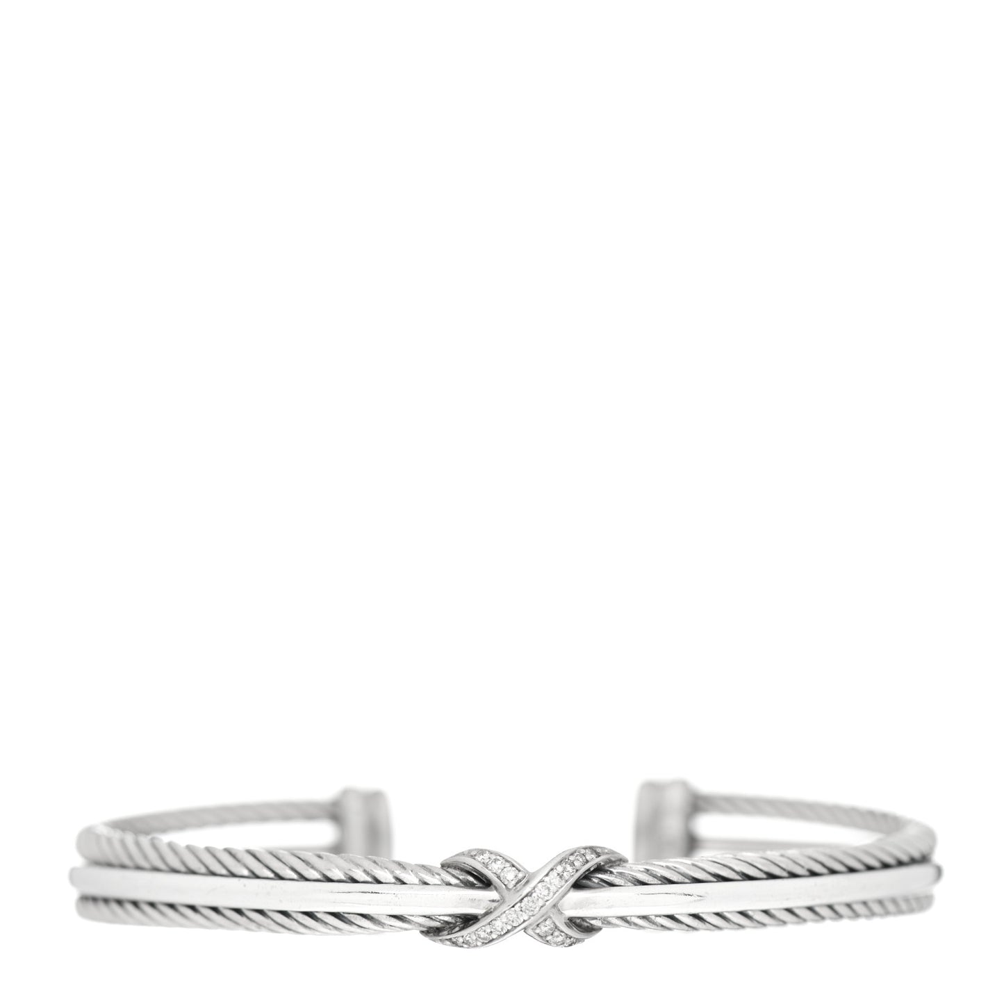 Sterling Silver Diamond 7mm Crossover X Bracelet