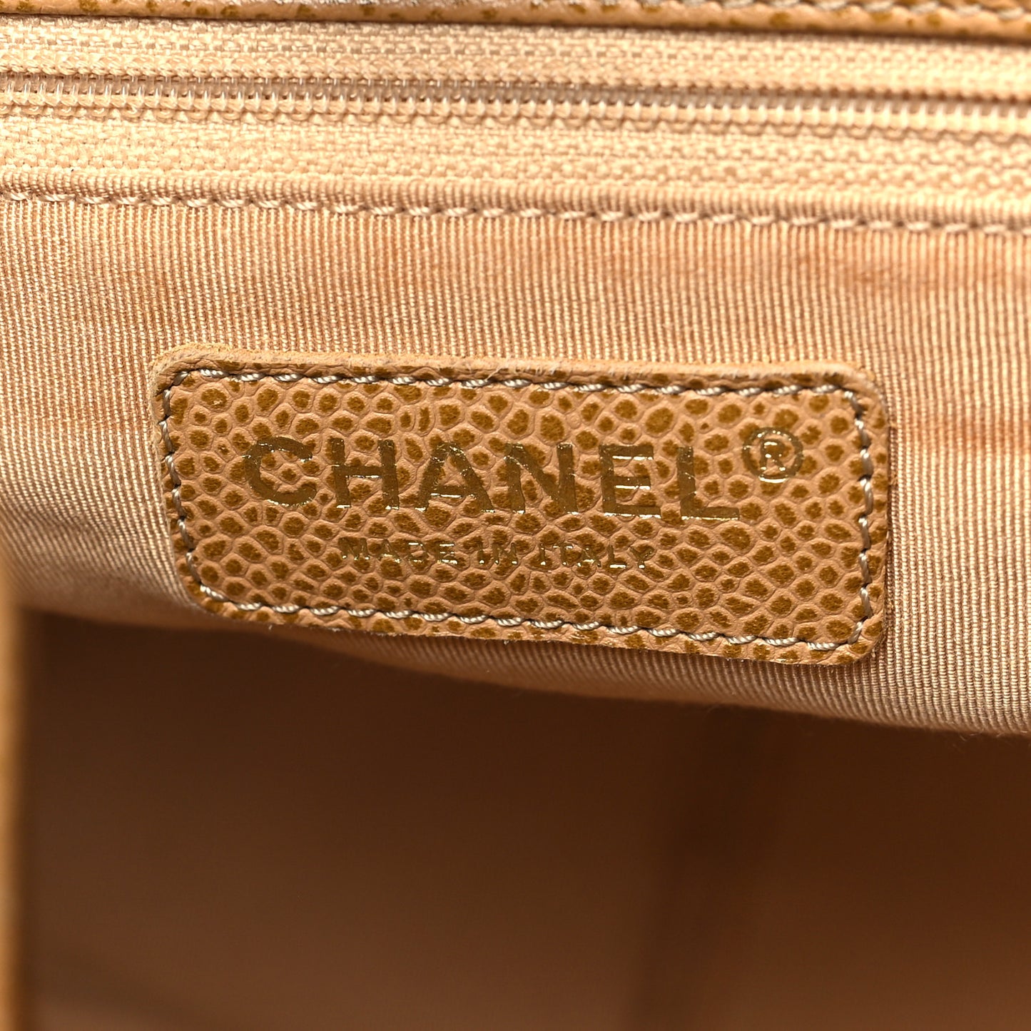 Caviar Quilted Petit Shopping Tote PST Dark Beige