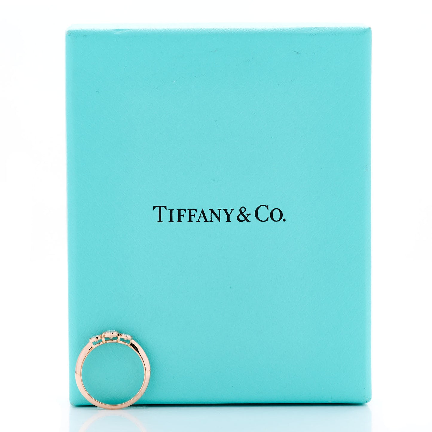 18K Rose Gold Diamond Three Stone Milgrain Ring 49 5
