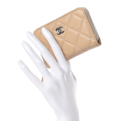 Chanel Caviar Quilted Zip Coin Purse Beige 2 of 8