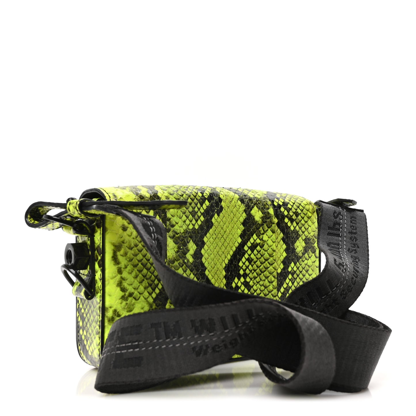 Calfskin Python Embossed Binder Flap Bag Fluo Yellow Black