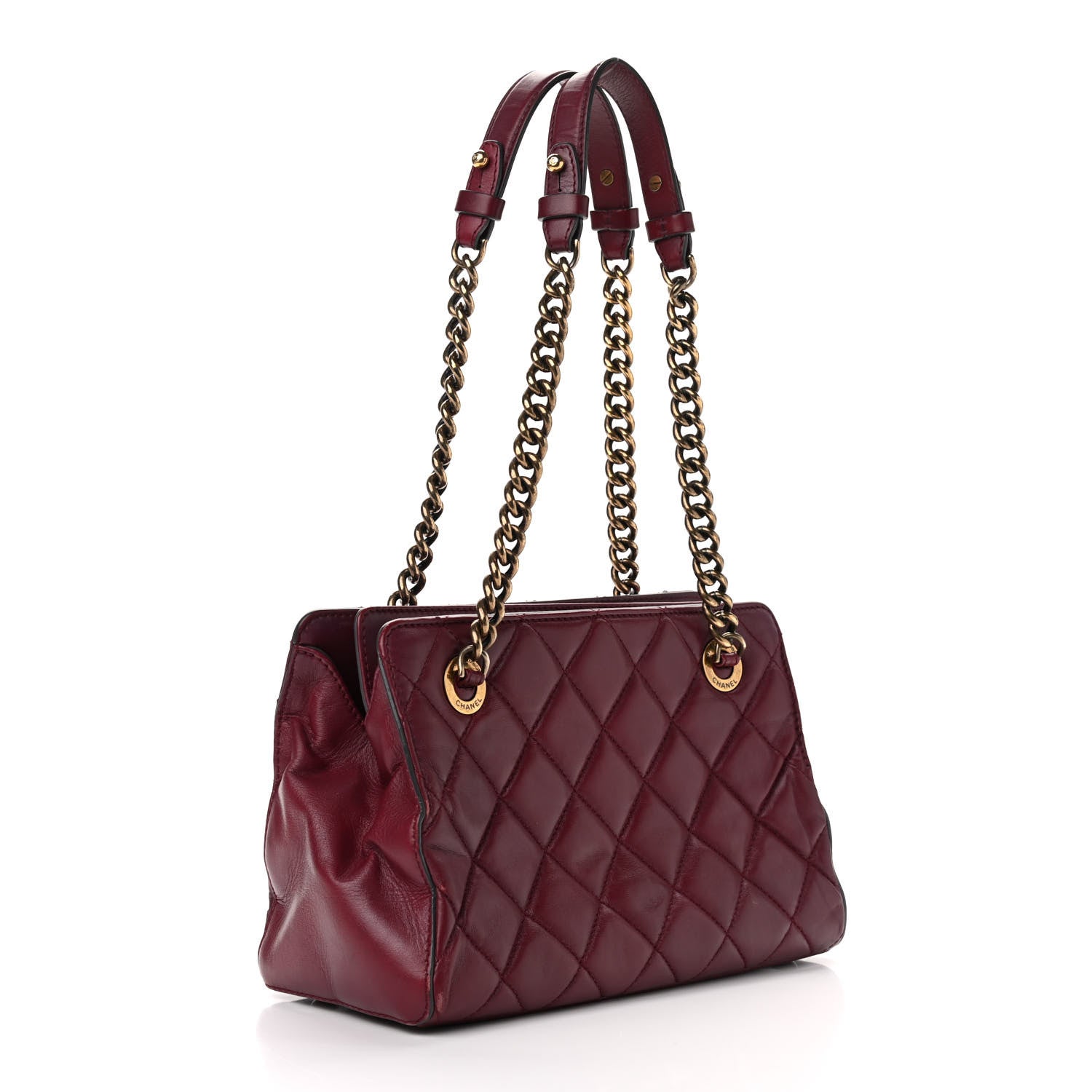 Chanel Calfskin Perfect Edge Small Tote Burgundy 3 of 10