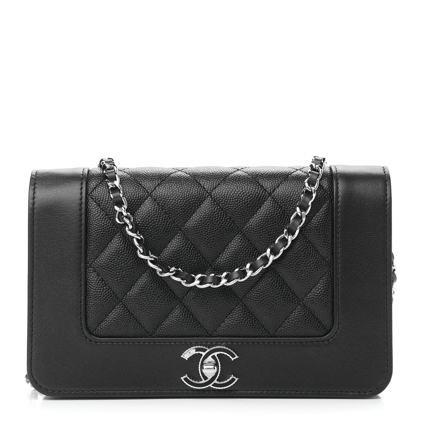 Caviar Quilted Vintage Mademoiselle Wallet On Chain WOC Black