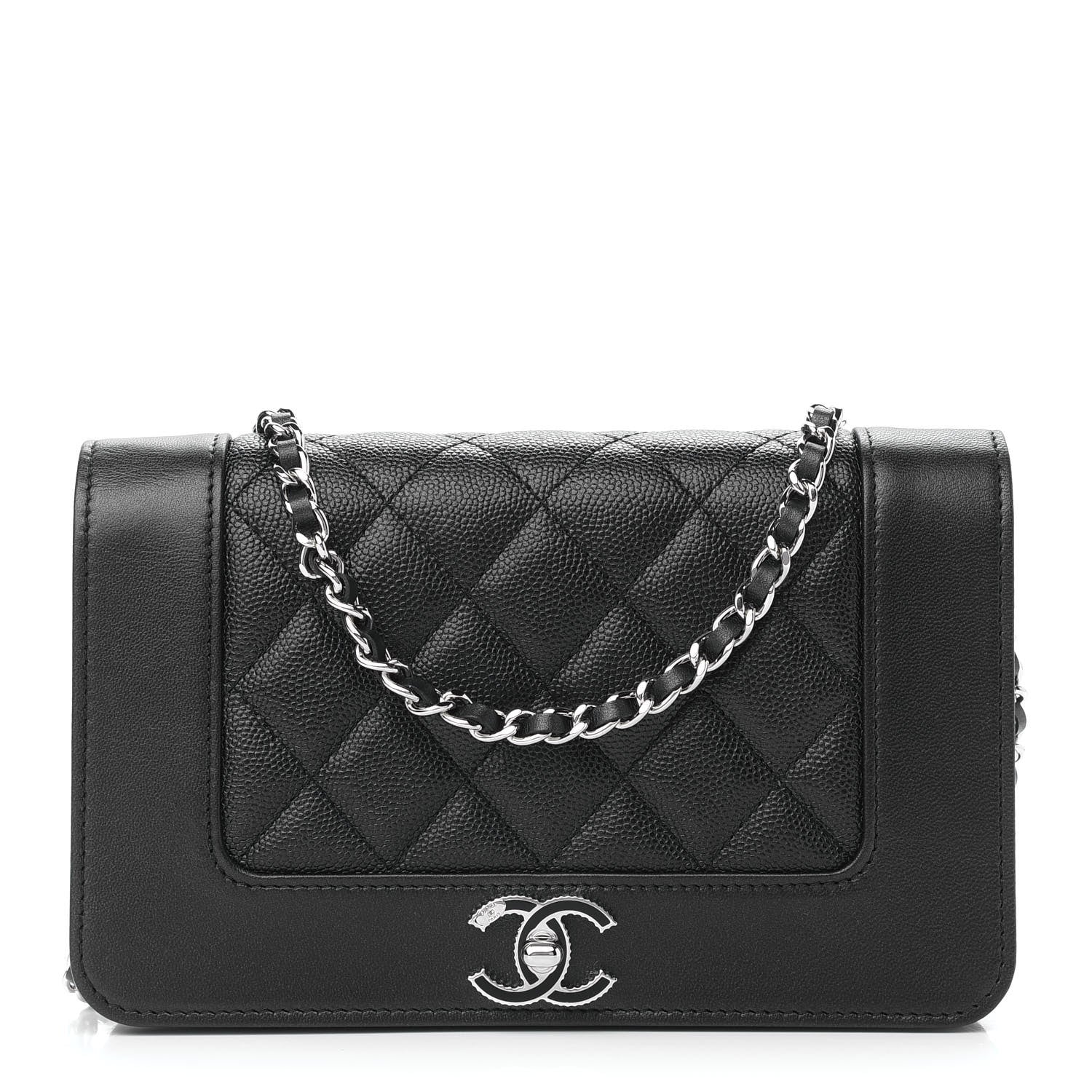 Chanel Caviar Quilted Vintage Mademoiselle Wallet On Chain WOC Black 1 of 9