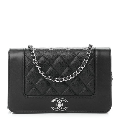 Chanel Caviar Quilted Vintage Mademoiselle Wallet On Chain WOC Black 1 of 9