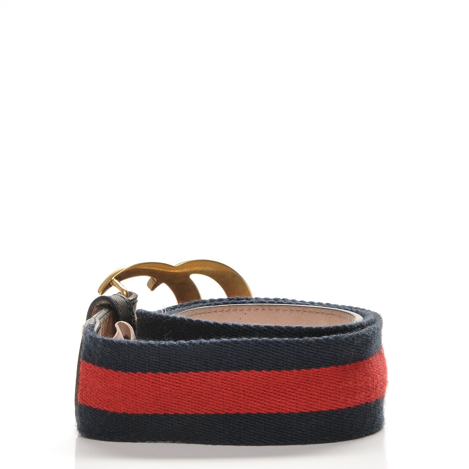 Gucci Nylon Calfskin Double G Web 40mm Belt 80 32 Blue Red Black 3 of 7