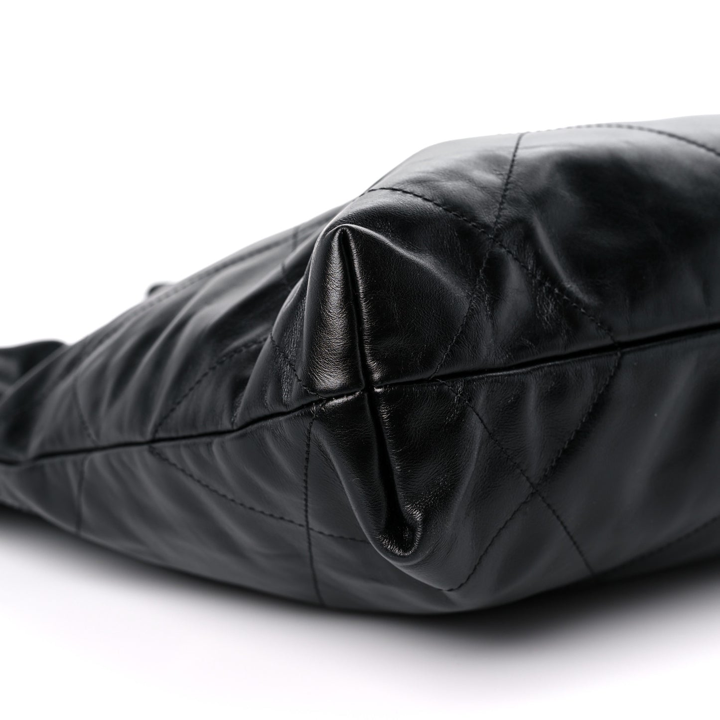 Shiny Calfskin Quilted Small Chanel 22 Black