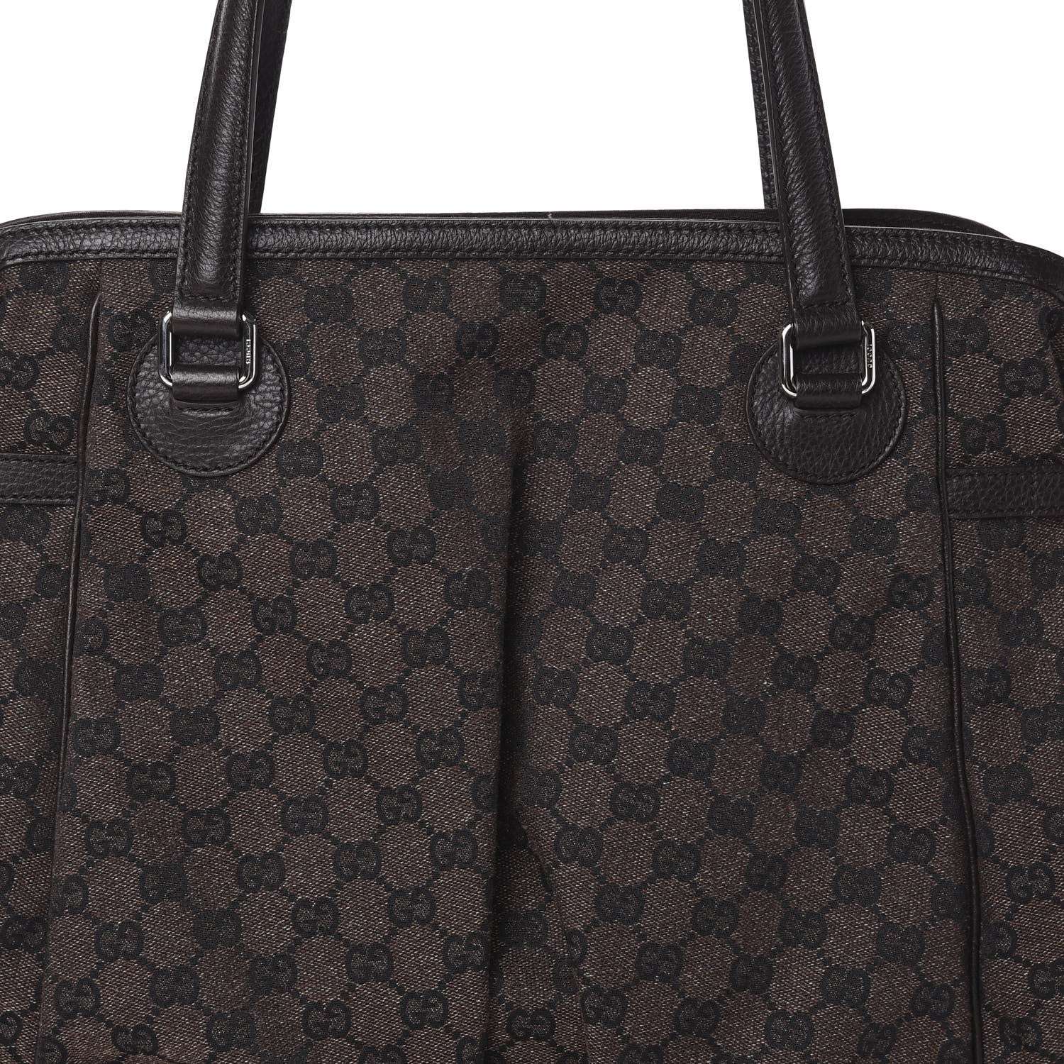 Gucci Denim Monogram Full Moon Tote Dark Brown 7 of 9