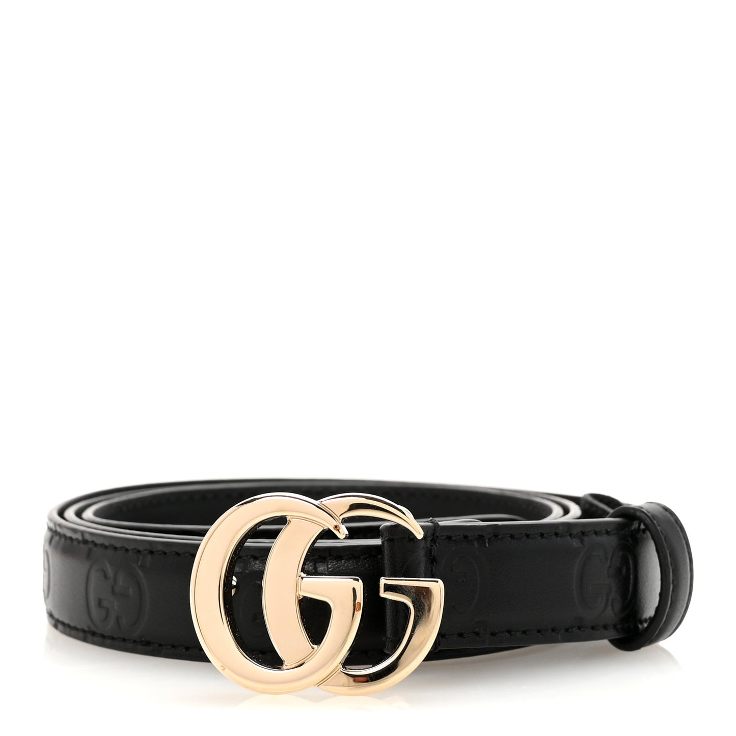 Plutone Calfskin Guccissima Palladium Double G 20mm Belt  85 34 Black