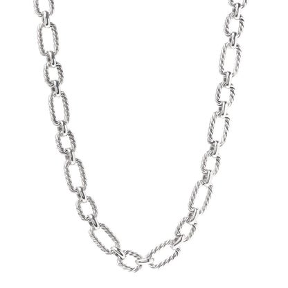 David Yurman Sterling Silver Blue Sapphire 9.5mm Cushion Link Chain Necklace 1 of 5