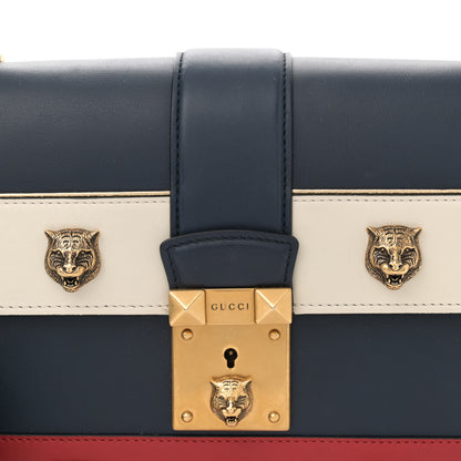 Gucci Calfskin Medium Cat Lock Top Handle Bag Navy Red White 8 of 11