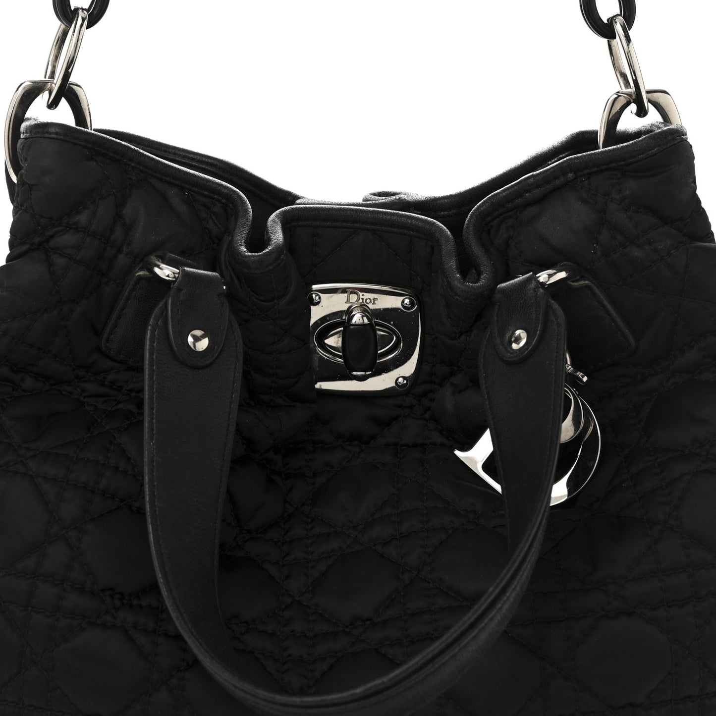 Nylon Cannage Charming Lock Tote Black