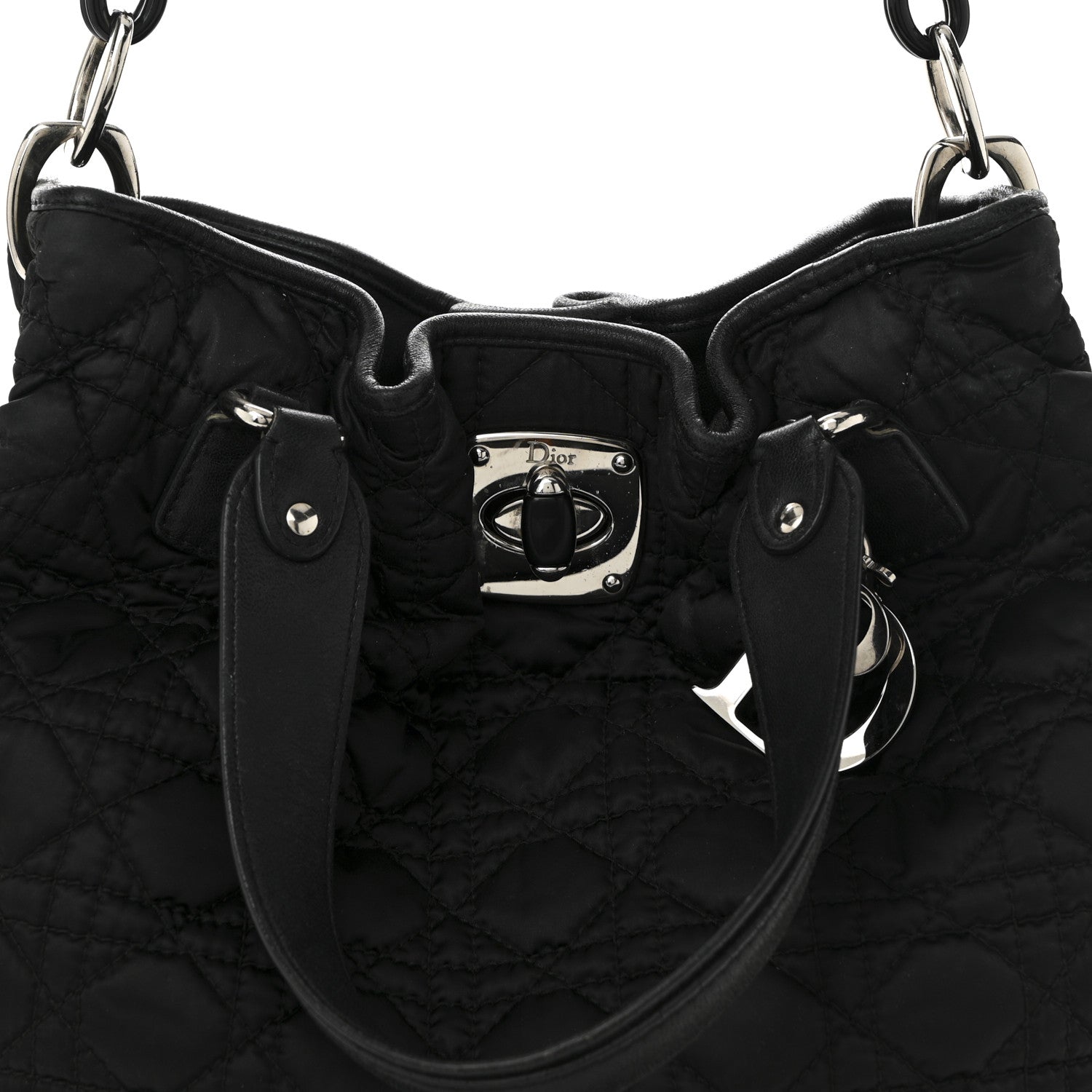 Christian Dior Nylon Cannage Charming Lock Tote Black 8 of 11