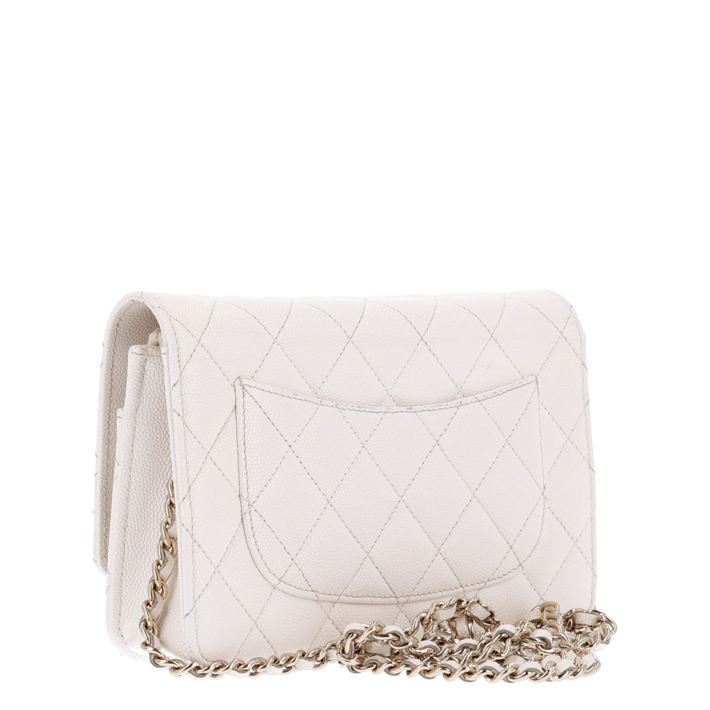 Caviar Quilted Wallet On Chain WOC White