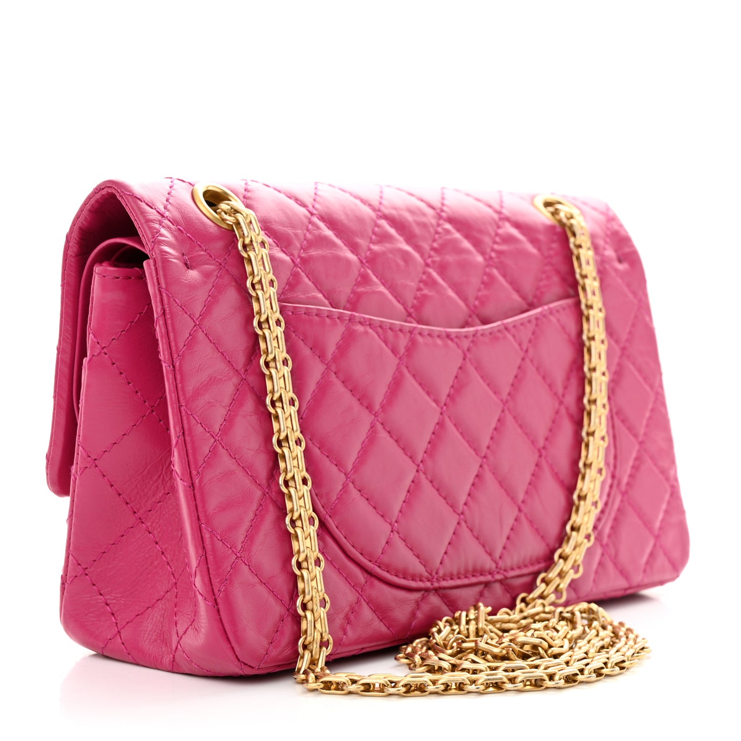 Aged Calfskin Quilted 2.55 Reissue 225 Flap Fuchsia