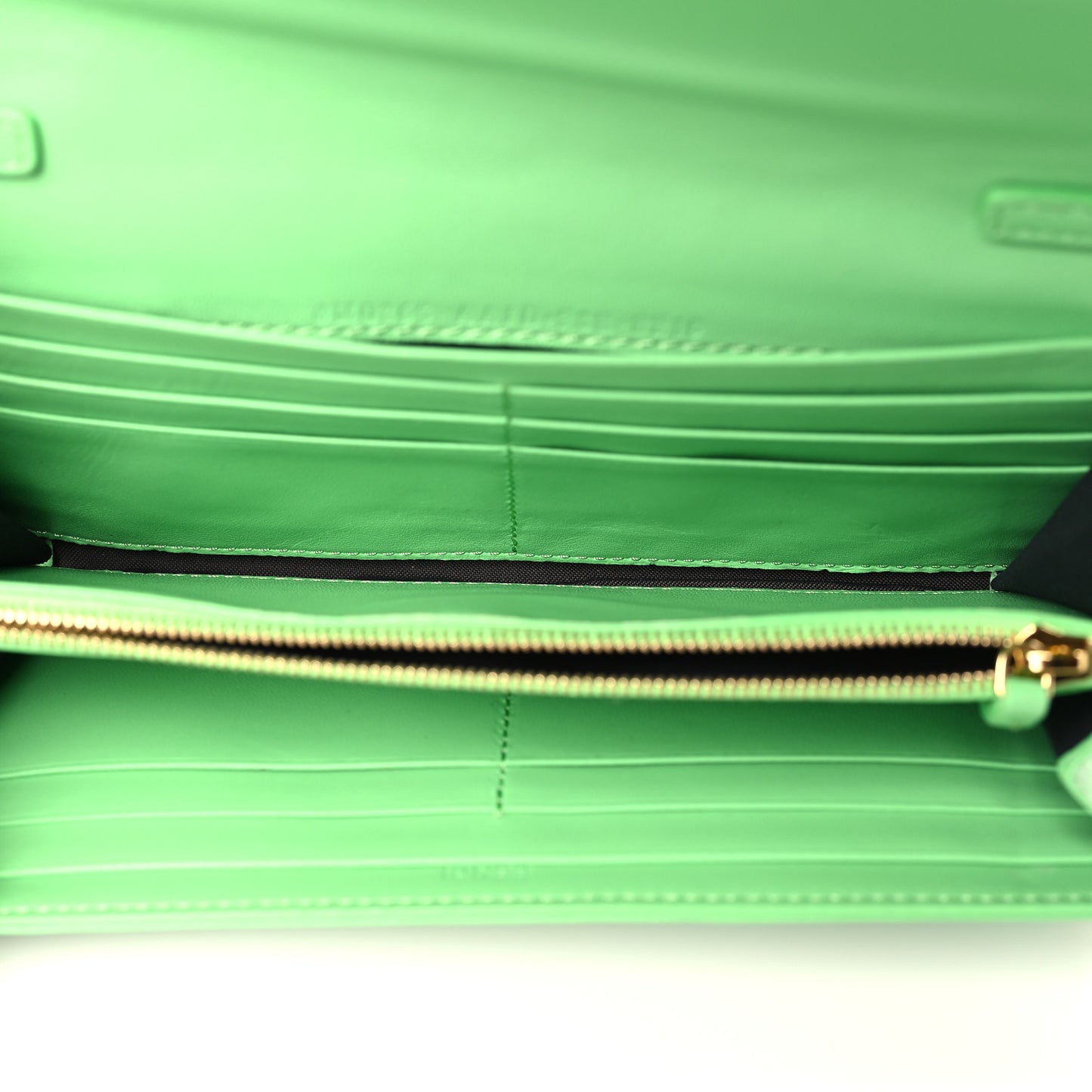 Nappa Matisse FF Embossed Continental Wallet On Chain Edamame