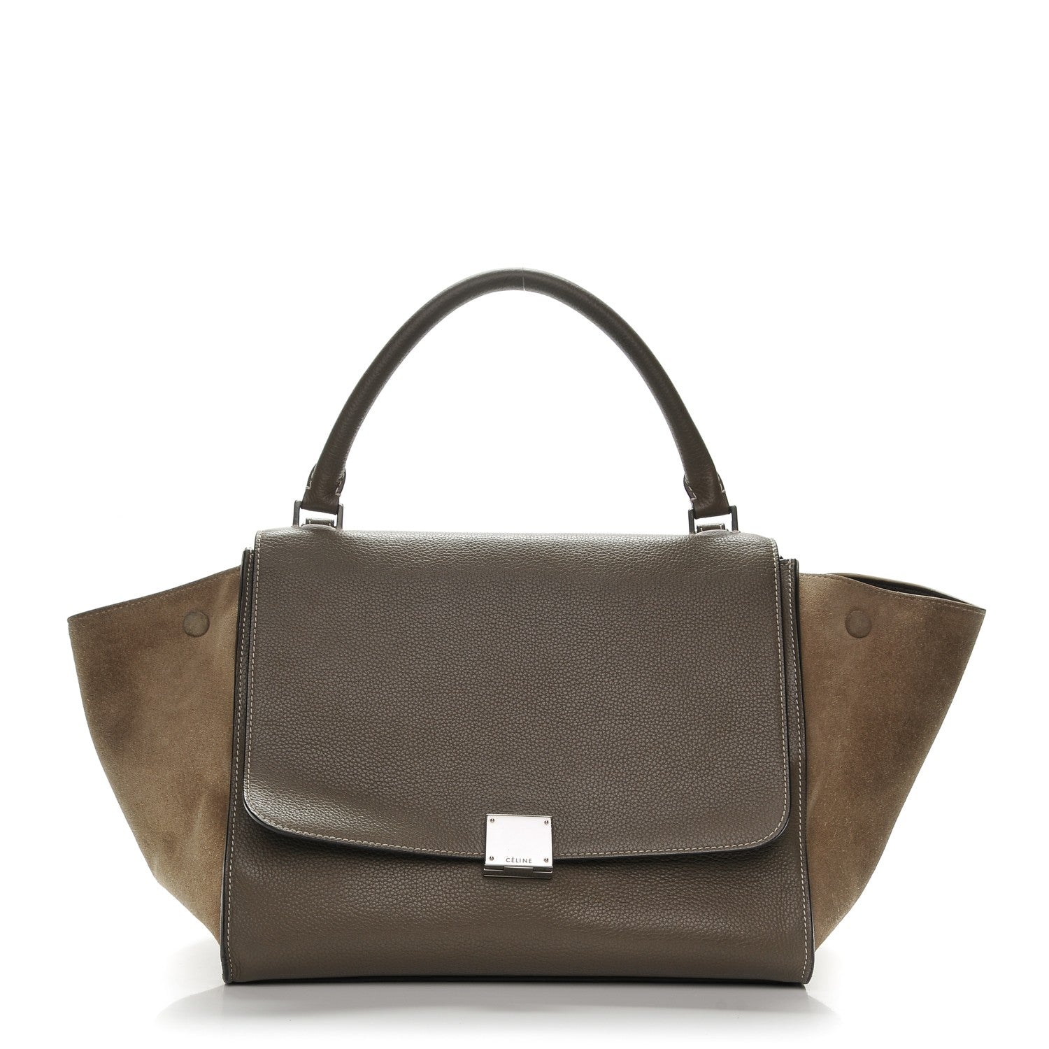 Celine Drummed Calfskin Suede Medium Trapeze Souris 1 of 10