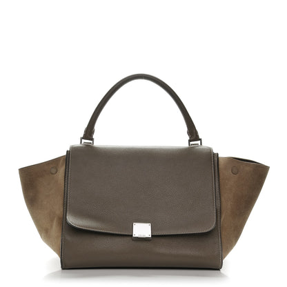 Celine Drummed Calfskin Suede Medium Trapeze Souris 1 of 10