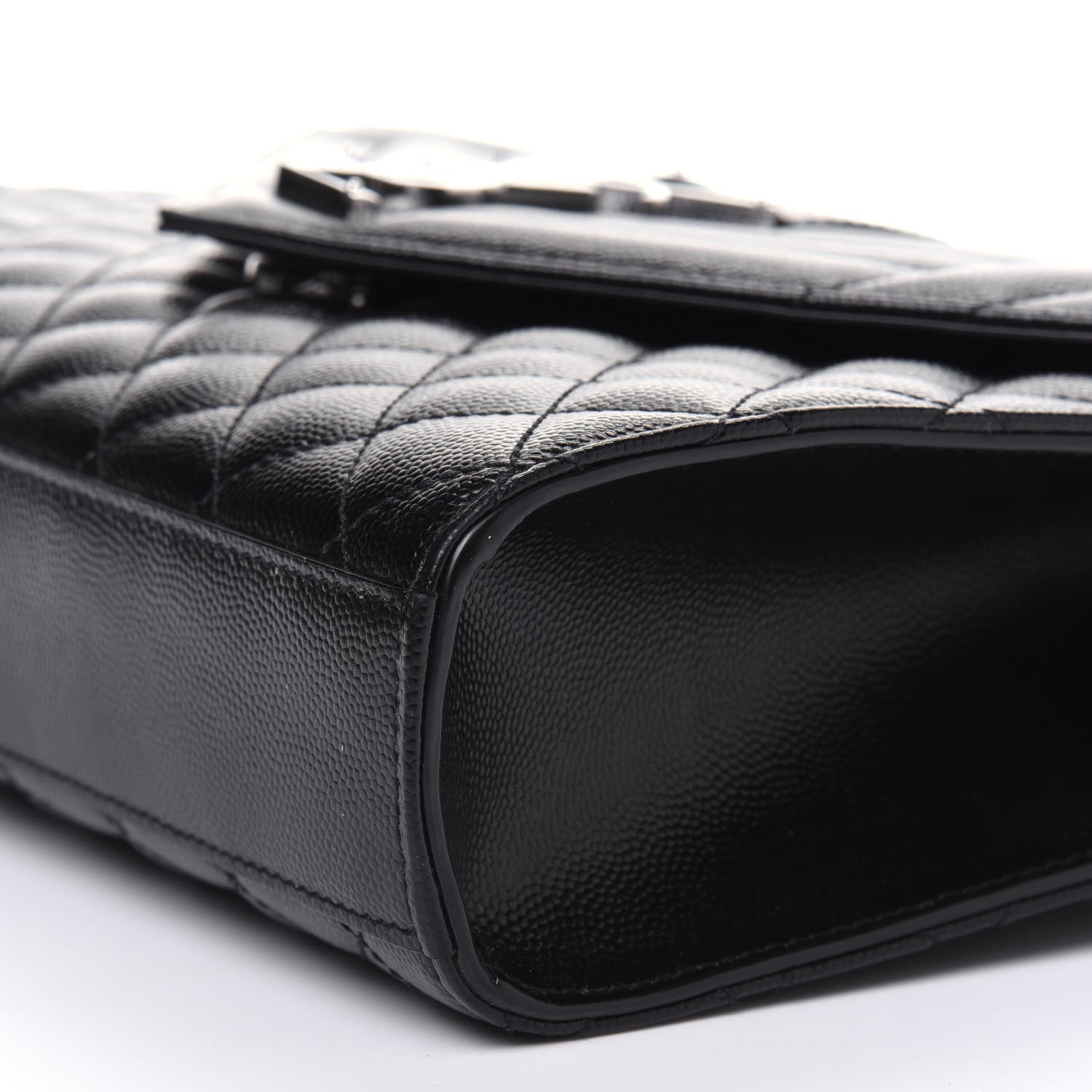 Saint Laurent Grain De Poudre Textured Mixed Matelasse Triquilt Medium Monogram Satchel Black 13 of 16