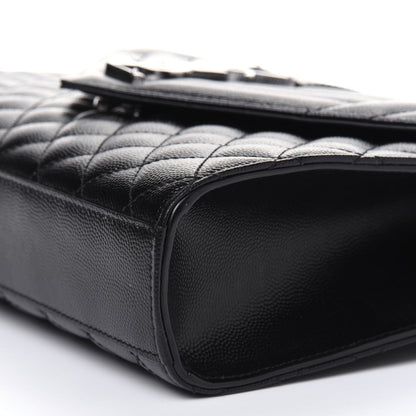 Saint Laurent Grain De Poudre Textured Mixed Matelasse Triquilt Medium Monogram Satchel Black 13 of 16