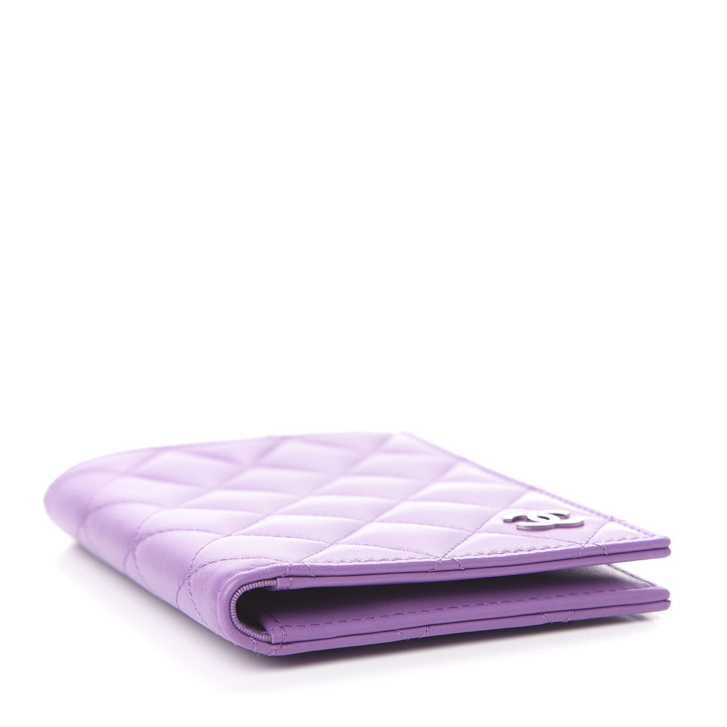 Lambskin Quilted Passport Holder Purple