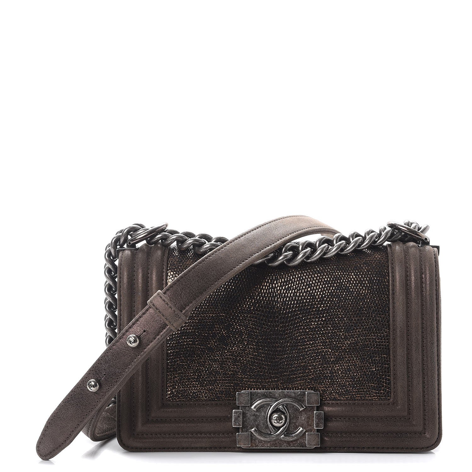 Chanel Metallic Lizard Iridescent Calfskin Small Boy Flap Bronze 1 of 8