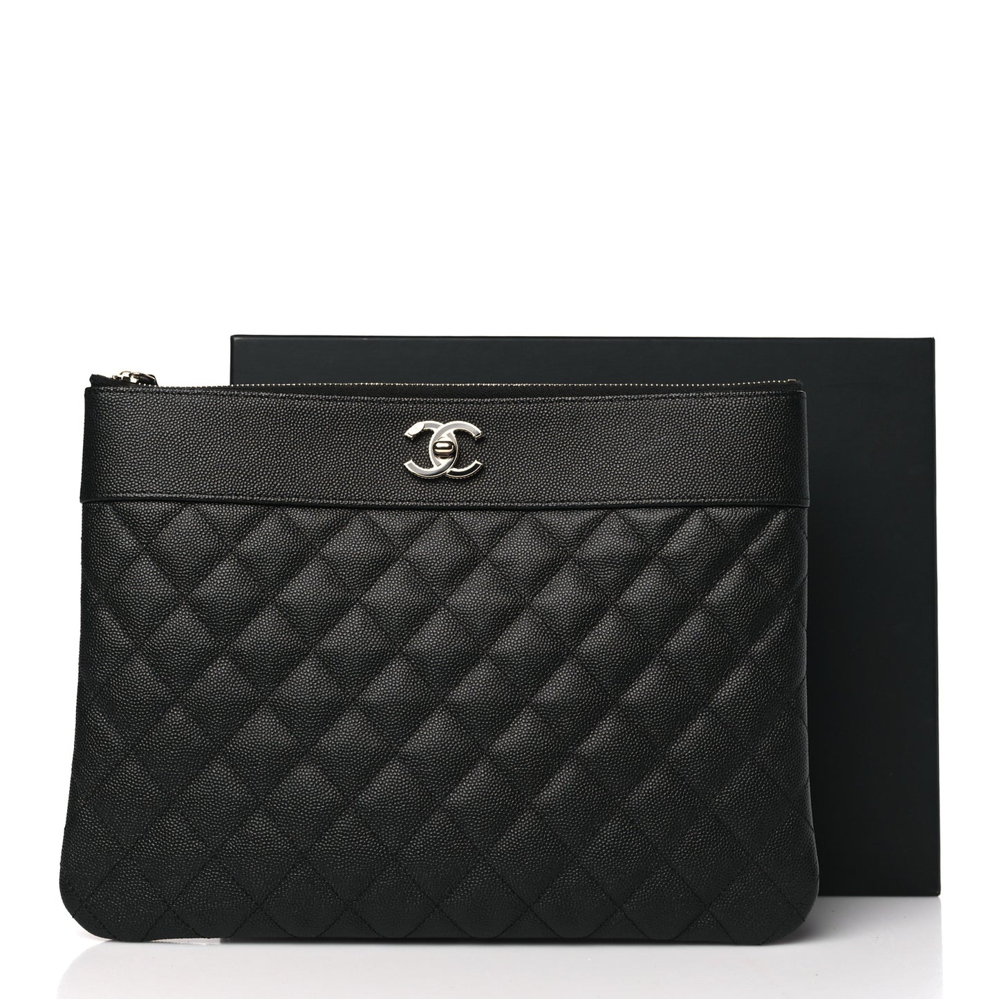 Caviar Quilted Medium Vintage Mademoiselle Cosmetic Case Black