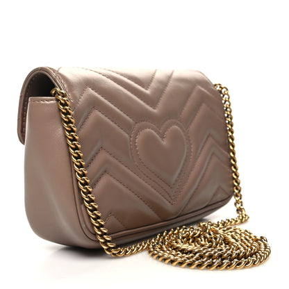 Gucci Calfskin Matelasse Super Mini GG Marmont Shoulder Bag Porcelain Rose 3 of 13