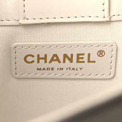 Chanel Calfskin Quilted CC Hobo Handbag White 6 of 11