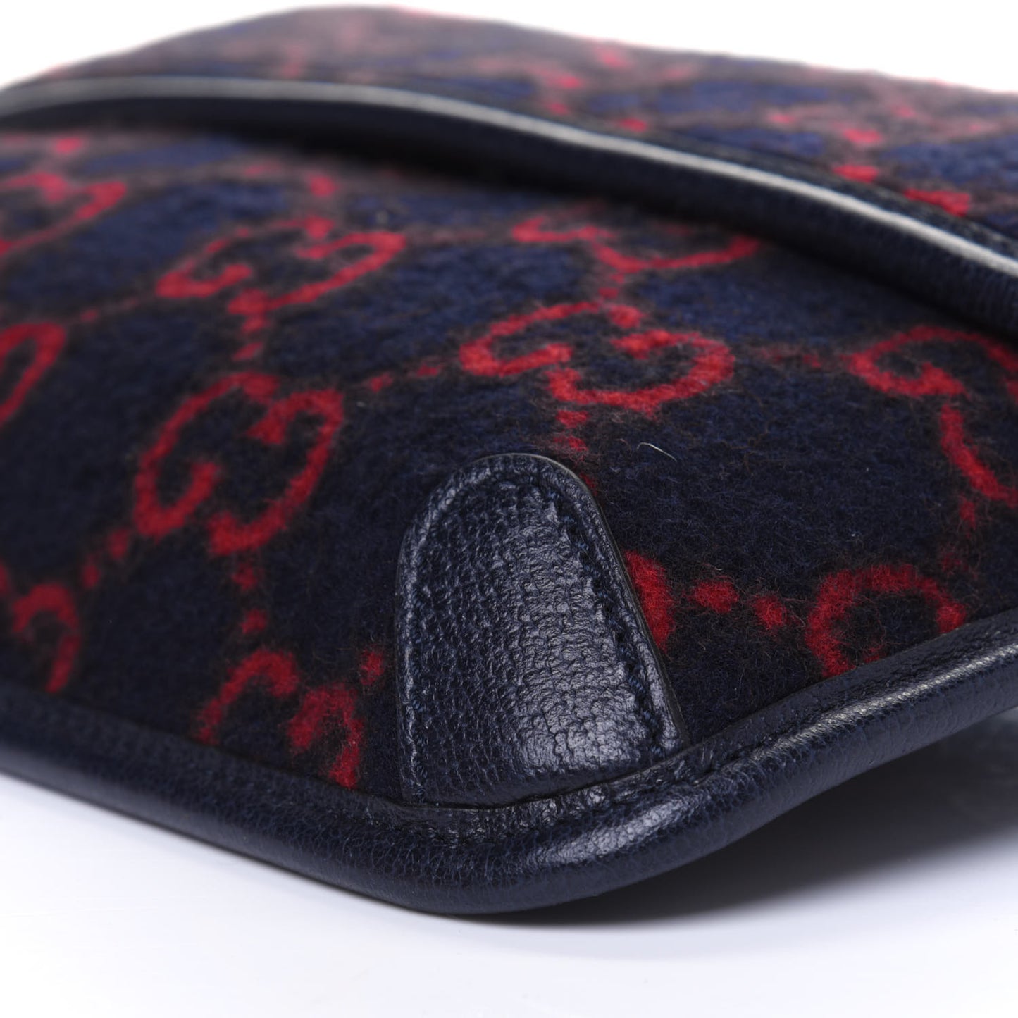 Covered Wool GG Monogram Slim Belt Bag Navy Red