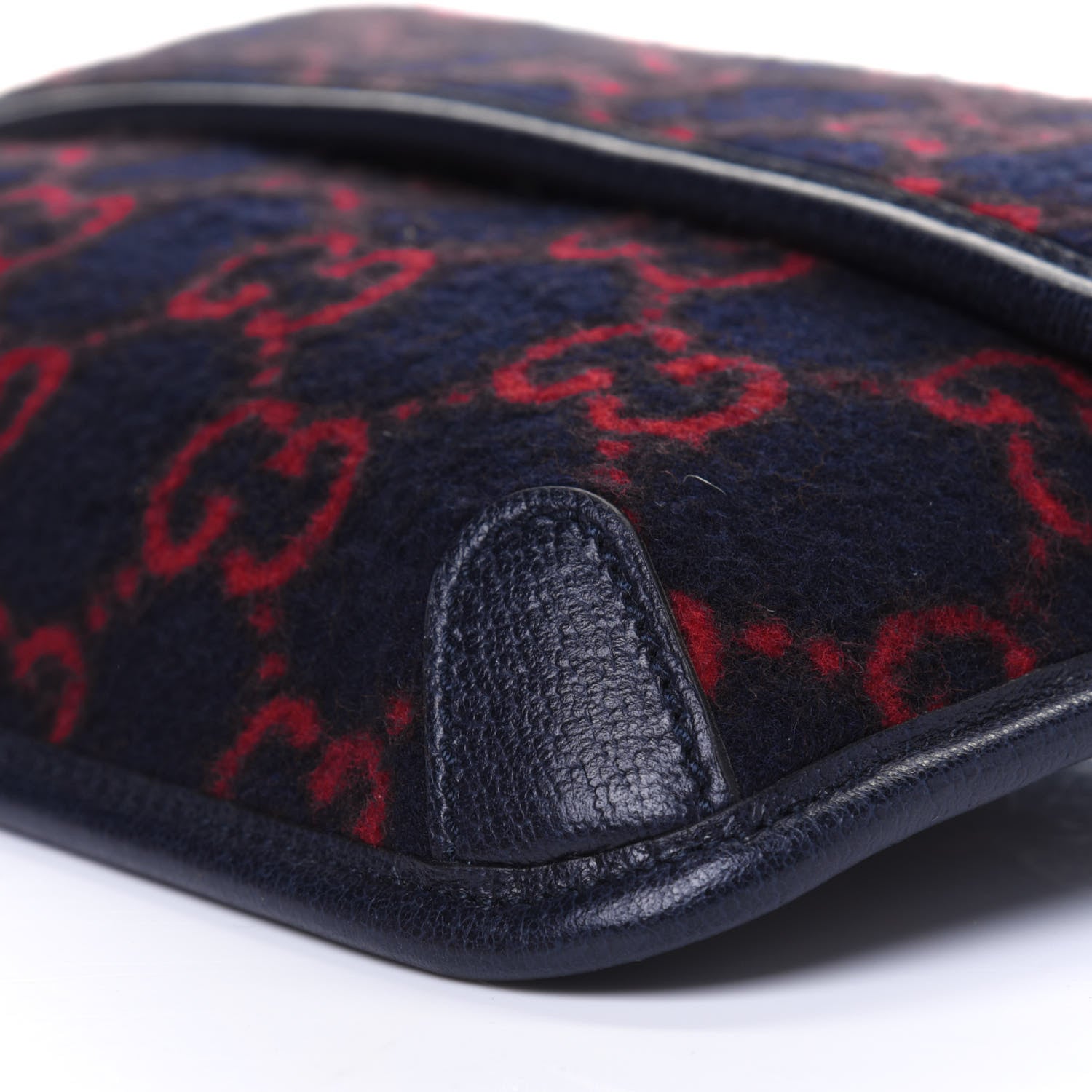 Gucci Covered Wool GG Monogram Slim Belt Bag Navy Red 11 of 12