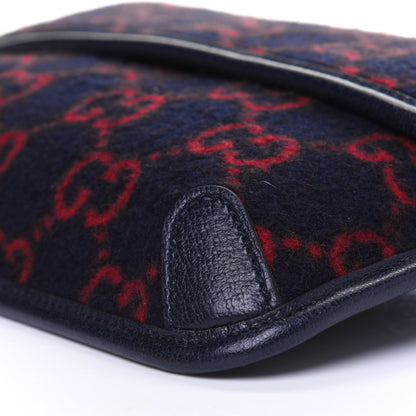 Gucci Covered Wool GG Monogram Slim Belt Bag Navy Red 11 of 12