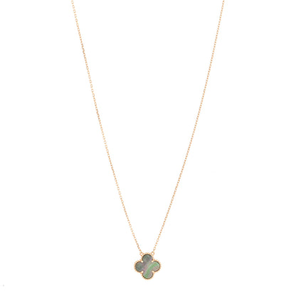 Van Cleef & Arpels 18K Rose Gold Gray Mother of Pearl Vintage Alhambra Pendant Necklace 1 of 6