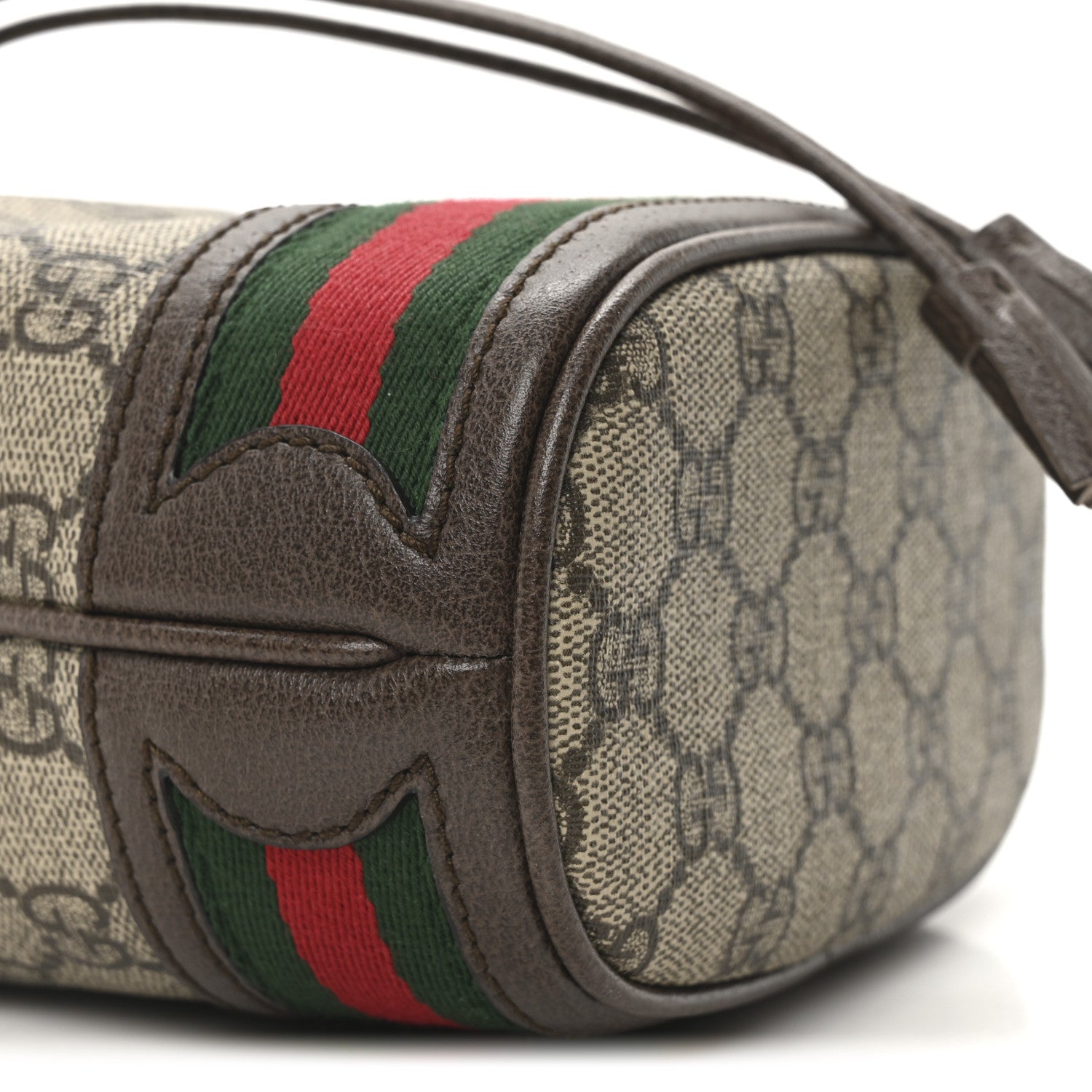 Gucci GG Supreme Monogram Web Mini Ophidia Bucket Bag Brown 9 of 10