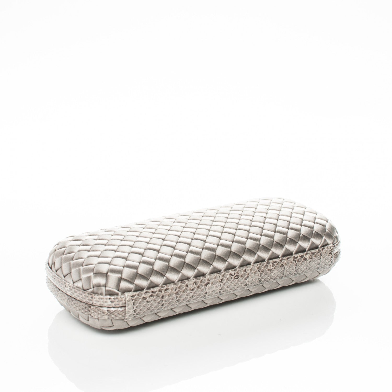 Bottega Veneta Satin Intreccio Impero Ayers Stretch Knot Clutch Grey 4 of 6
