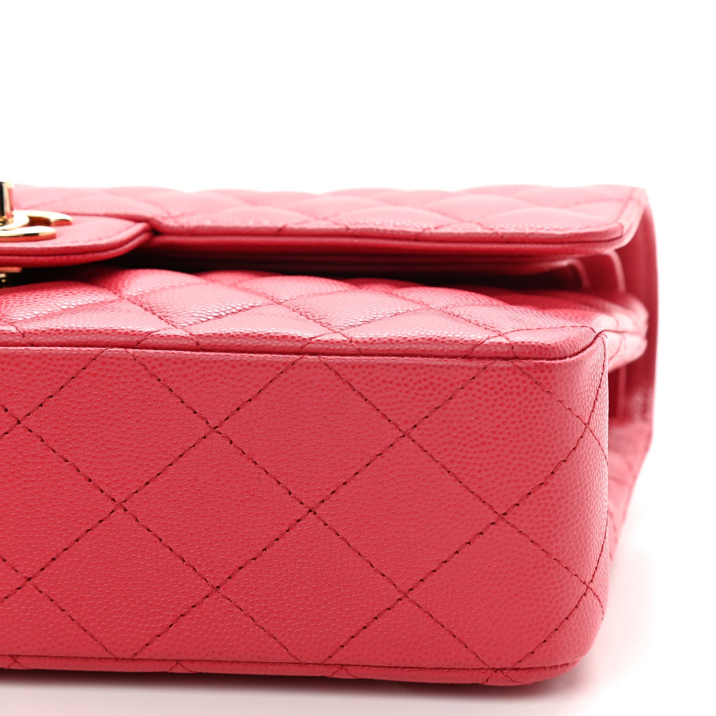 Caviar Quilted Medium Double Flap Dark Pink
