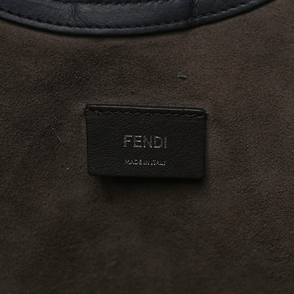 Fendi Vitello Century Wicker Bi-Color FF 1974 Embossed Large Runaway Shopper Tote Maya Black 6 of 12