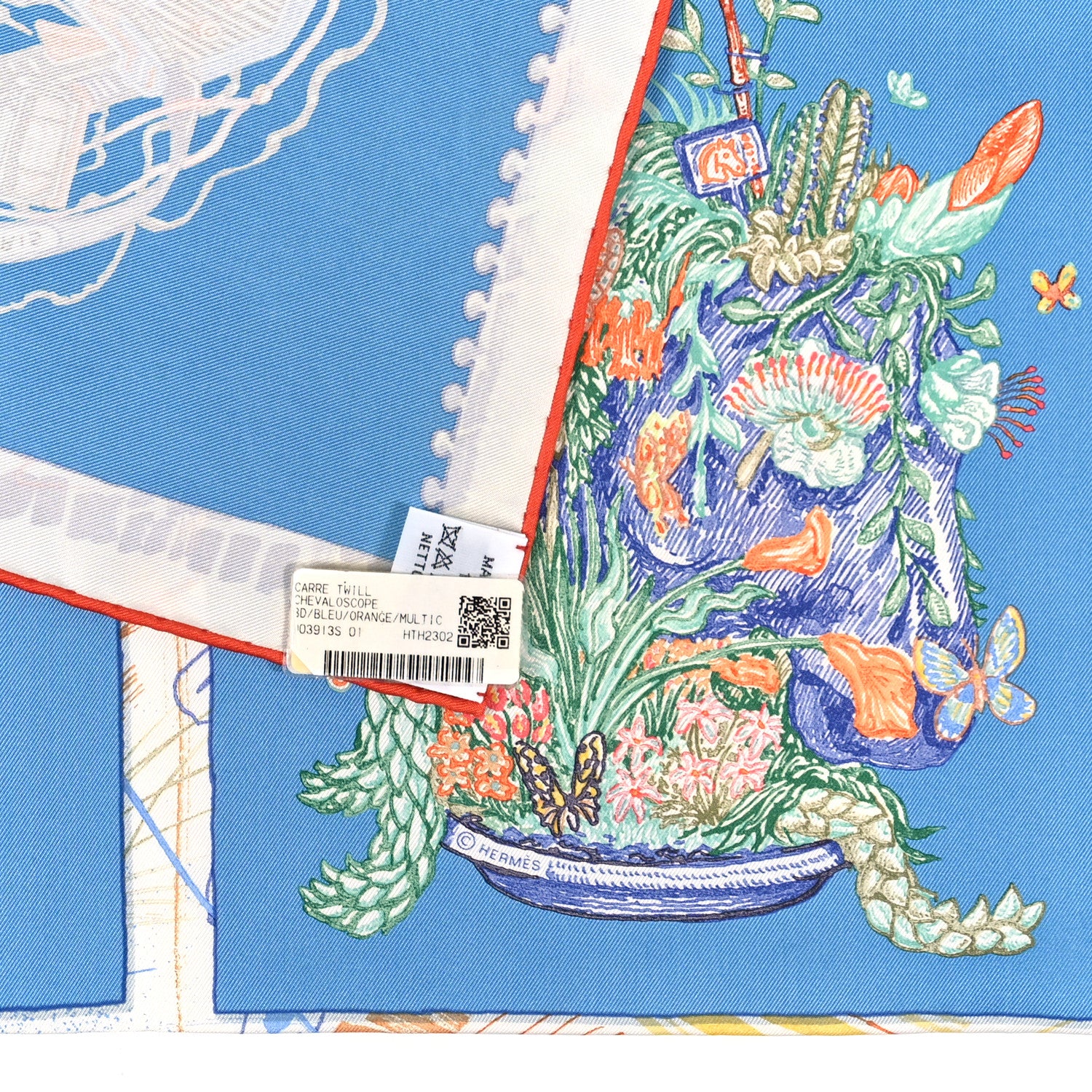 Hermes Silk Chevaloscope Scarf 90 Bleu Orange Multicolor 3 of 4