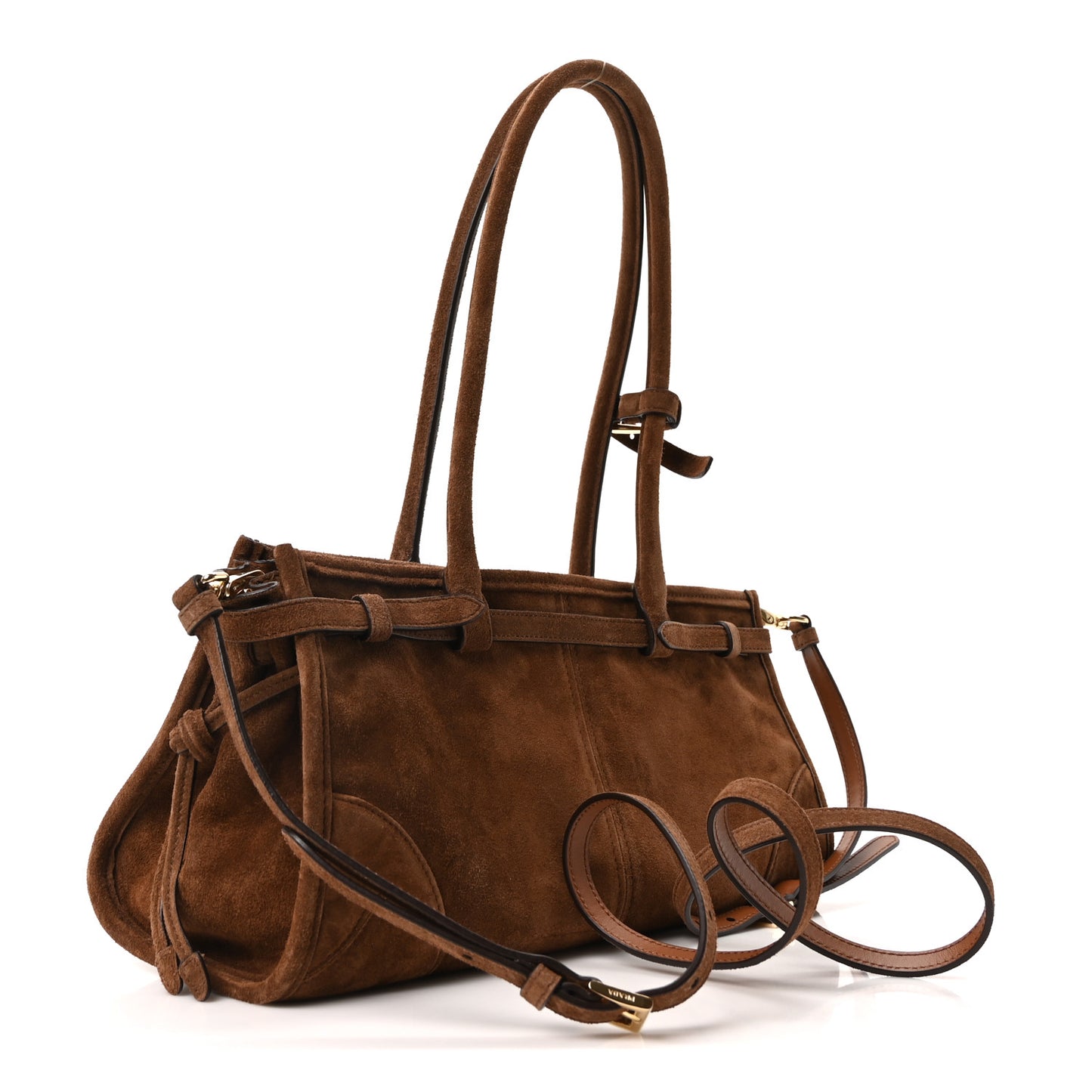 Suede Triangle Medium Bonnie Shoulder Bag Cacao