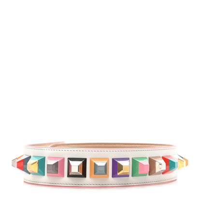 Fendi Vitello Dolce Plexiglass Bi-Color Studded Strap You White Ice Cuoio Multicolor 2 of 3