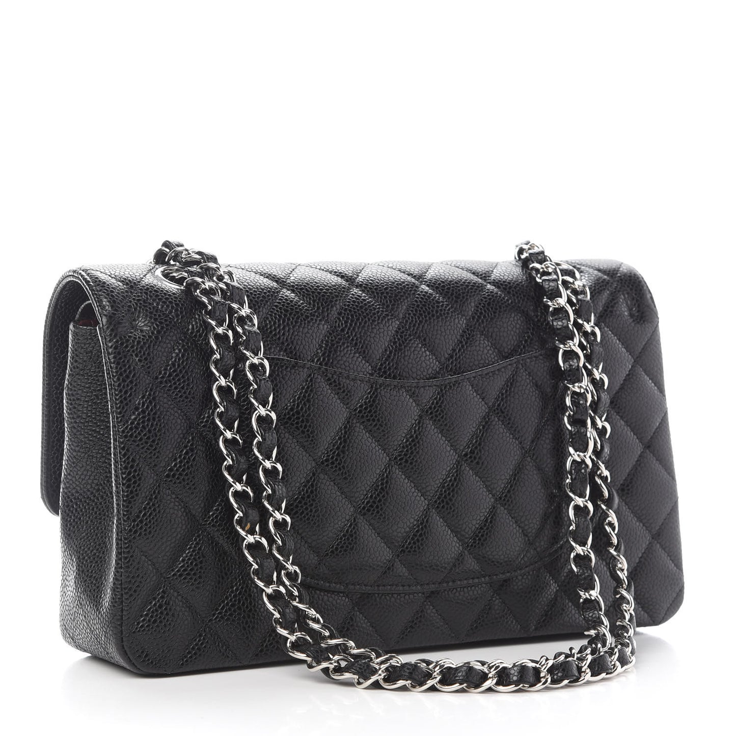 Caviar Quilted Medium Double Flap Black