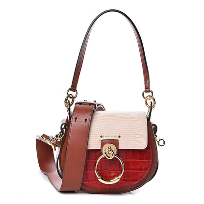 Chloe Calfskin Crocodile Embossed Small Tess Bag Pink Red 1 of 9
